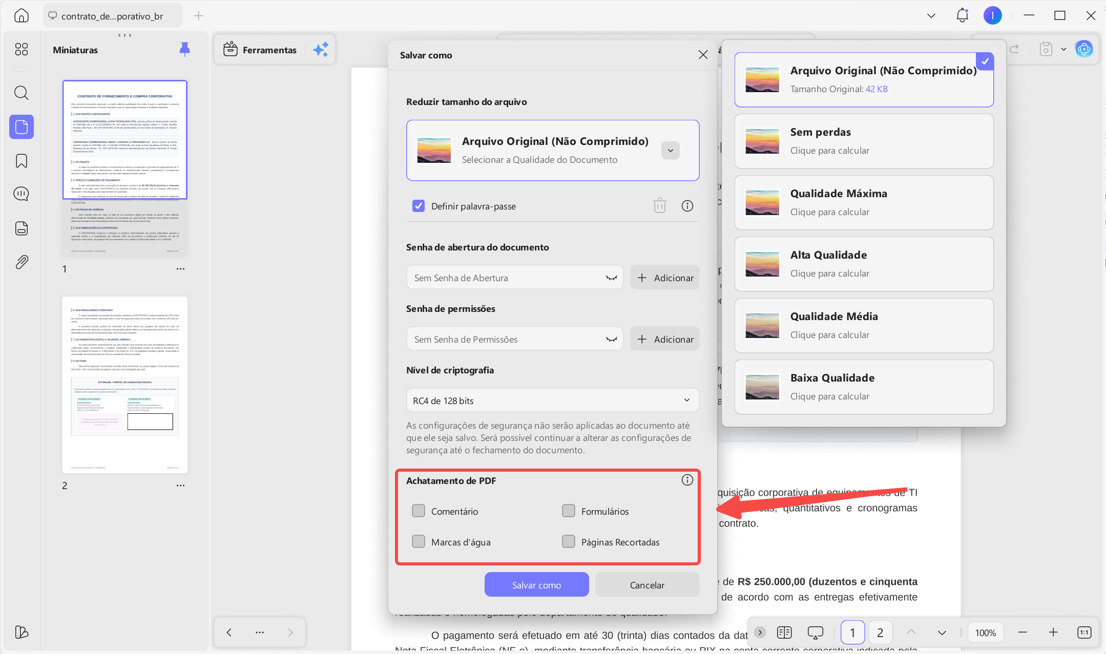 achatamento de pdf