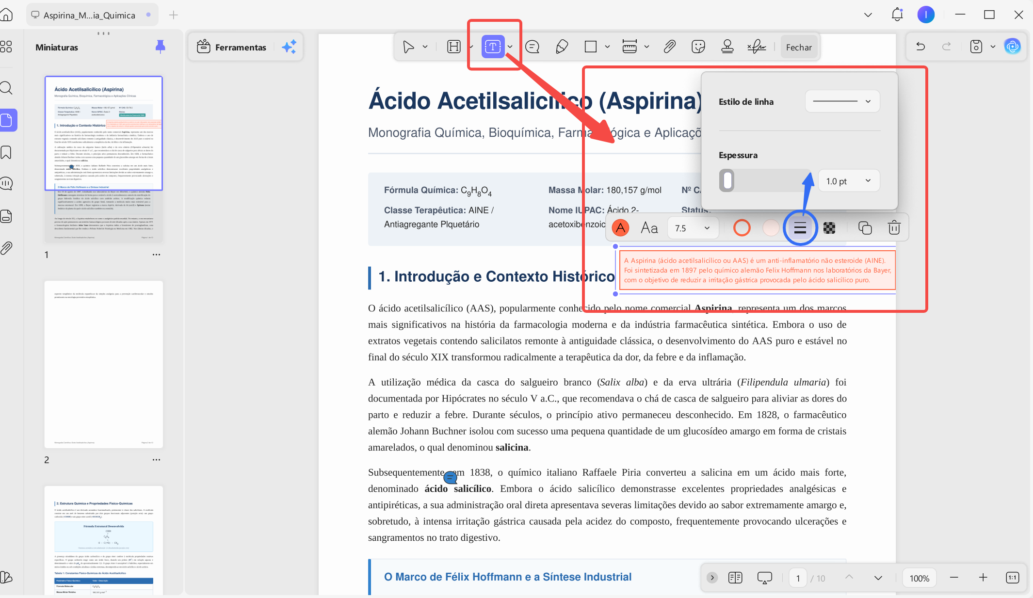 Adicionar conteúdo diretamente com uma caixa de texto