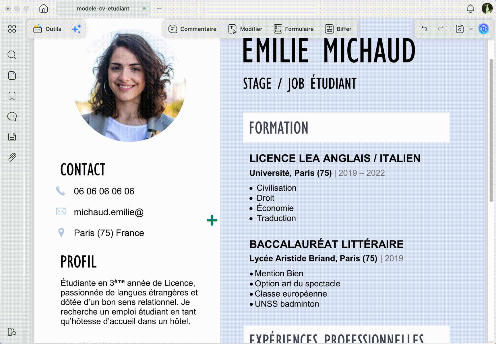 modifier le texte d’un CV PDF sur Windows avec UPDF
