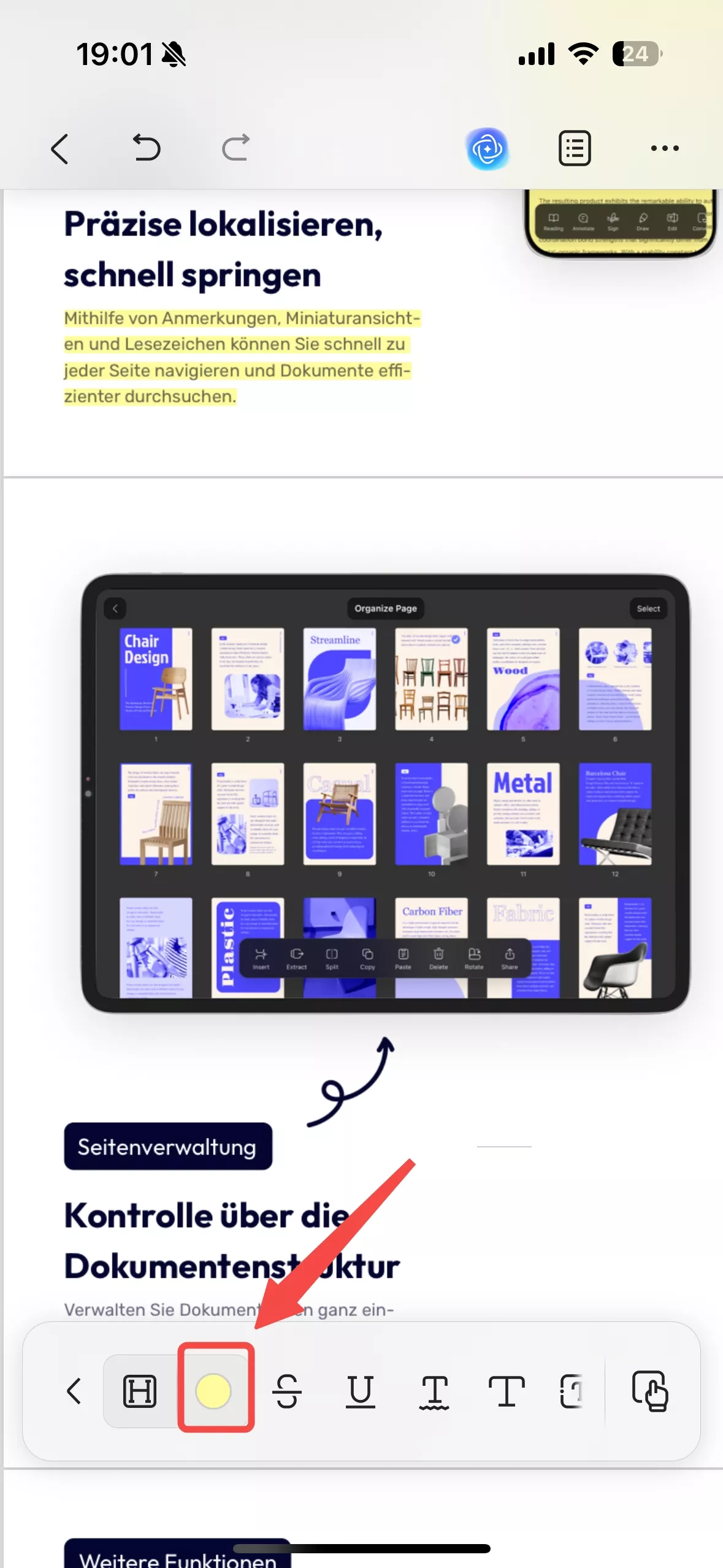Ändern Sie die Standardfarbe für Markierungen unter iOS.