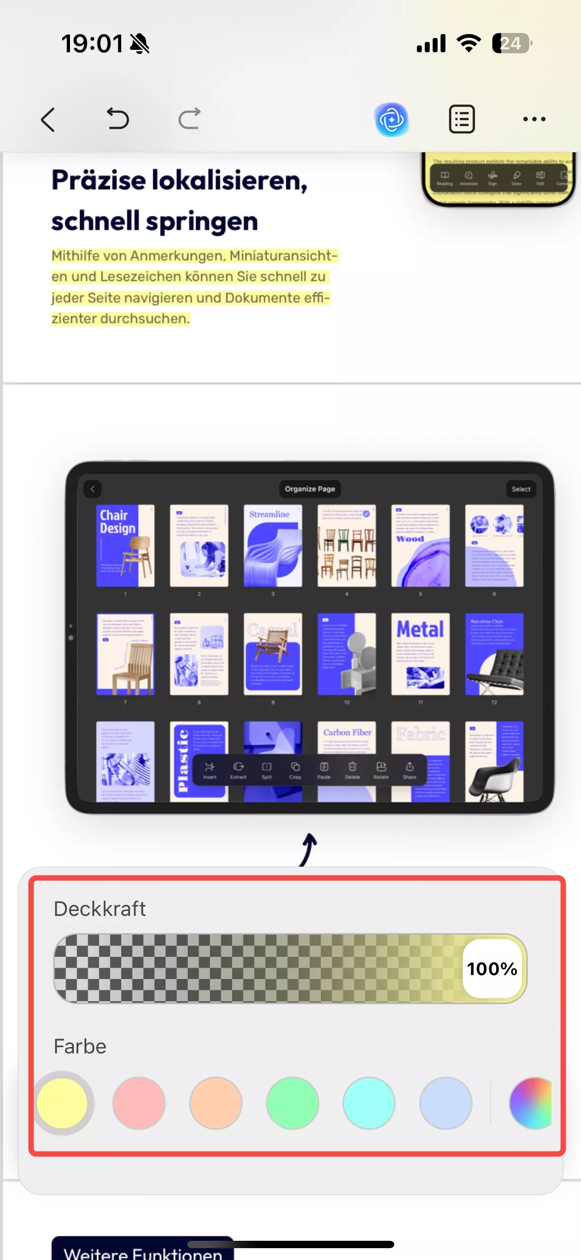 Ändern Sie die Standardfarbe für Markierungen unter iOS.