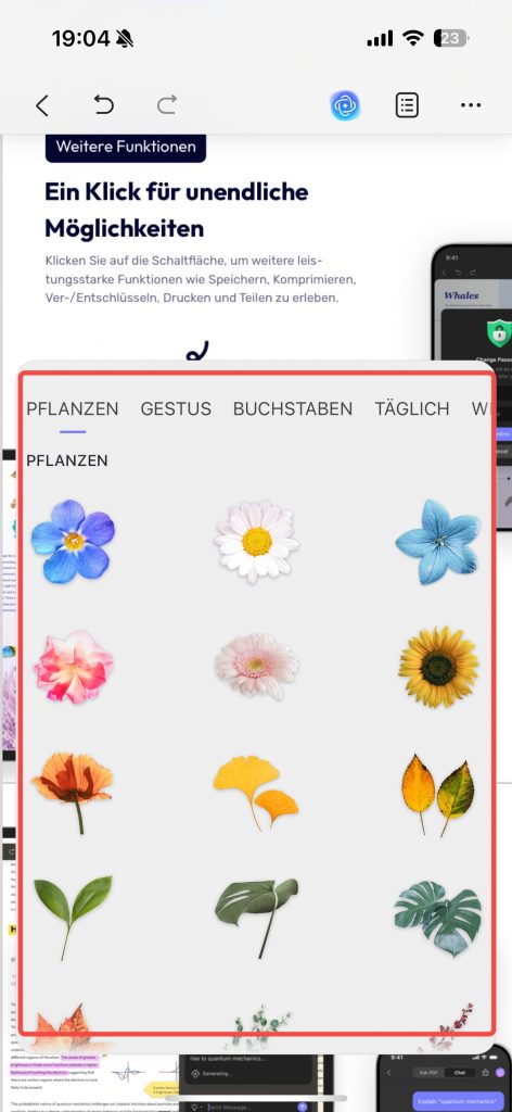 Auf Sticker klicken