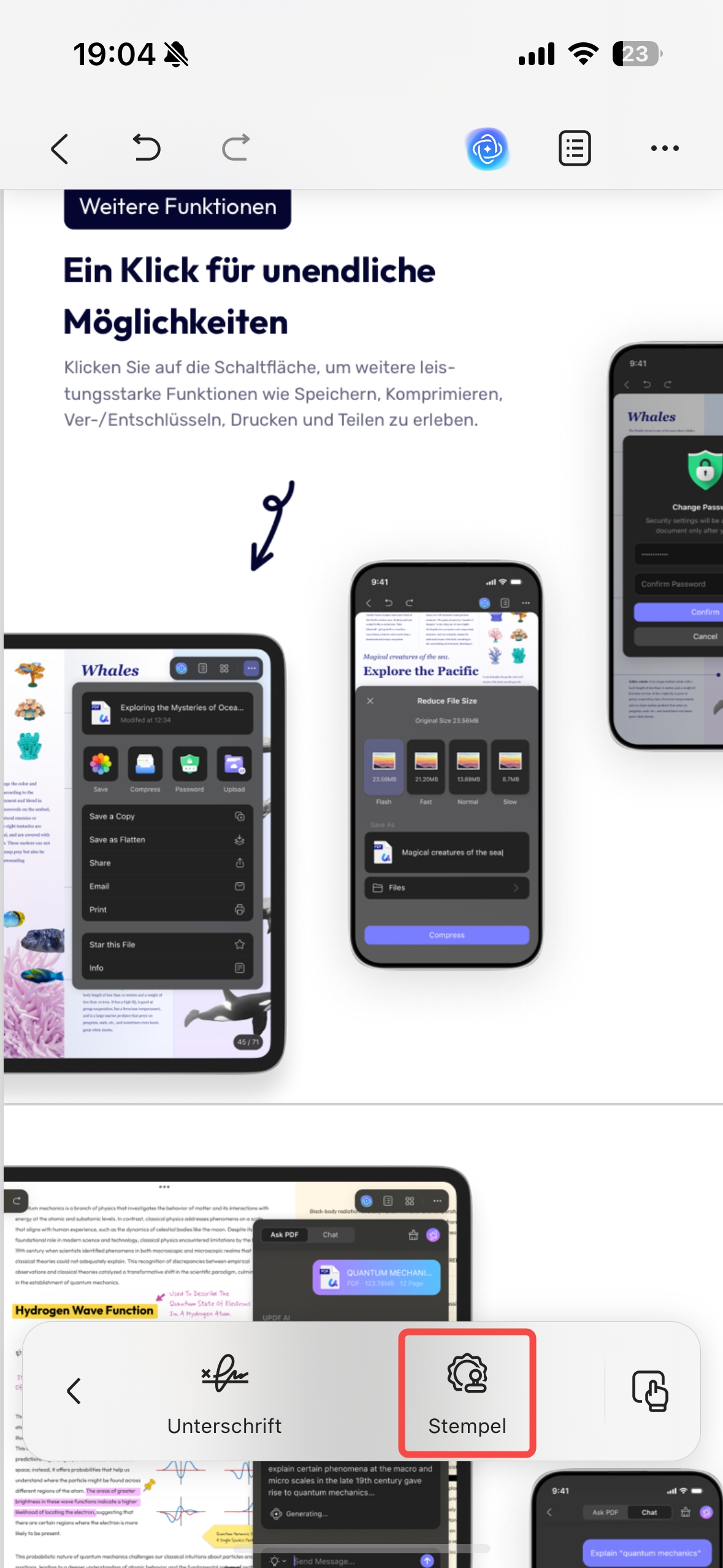 Auf Stempel klicken iOS