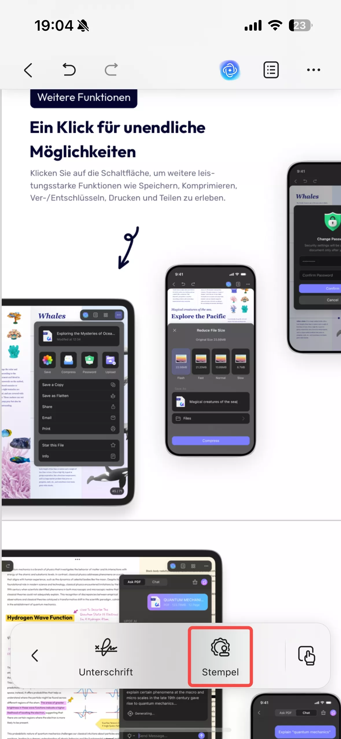 Auf Stempel klicken iOS