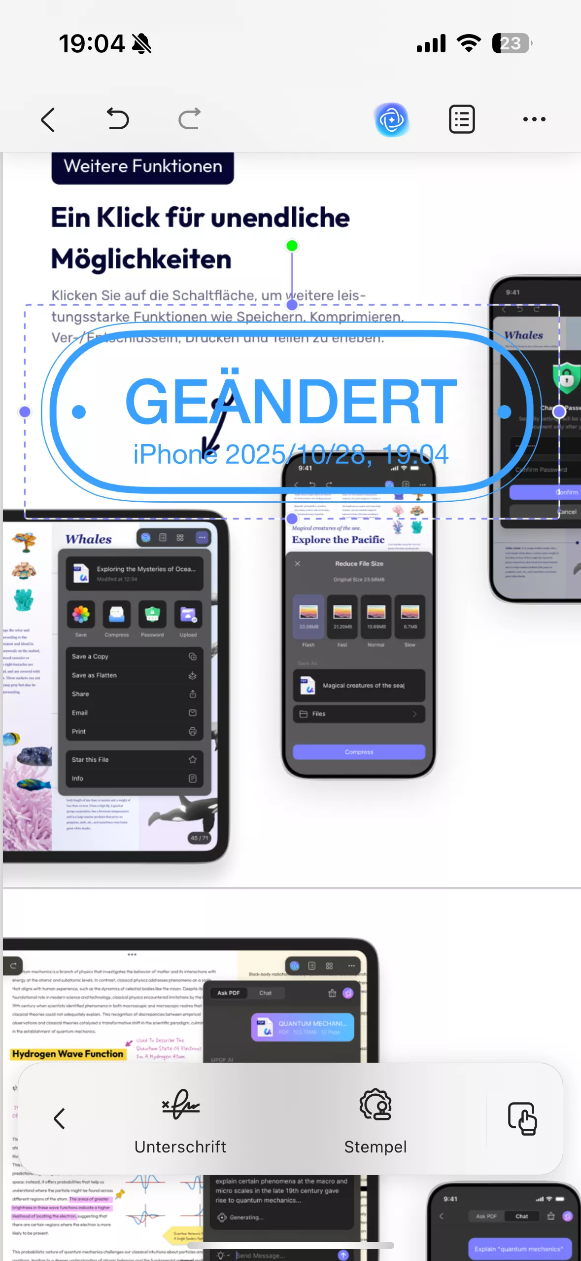 Stempel auswählen iOS