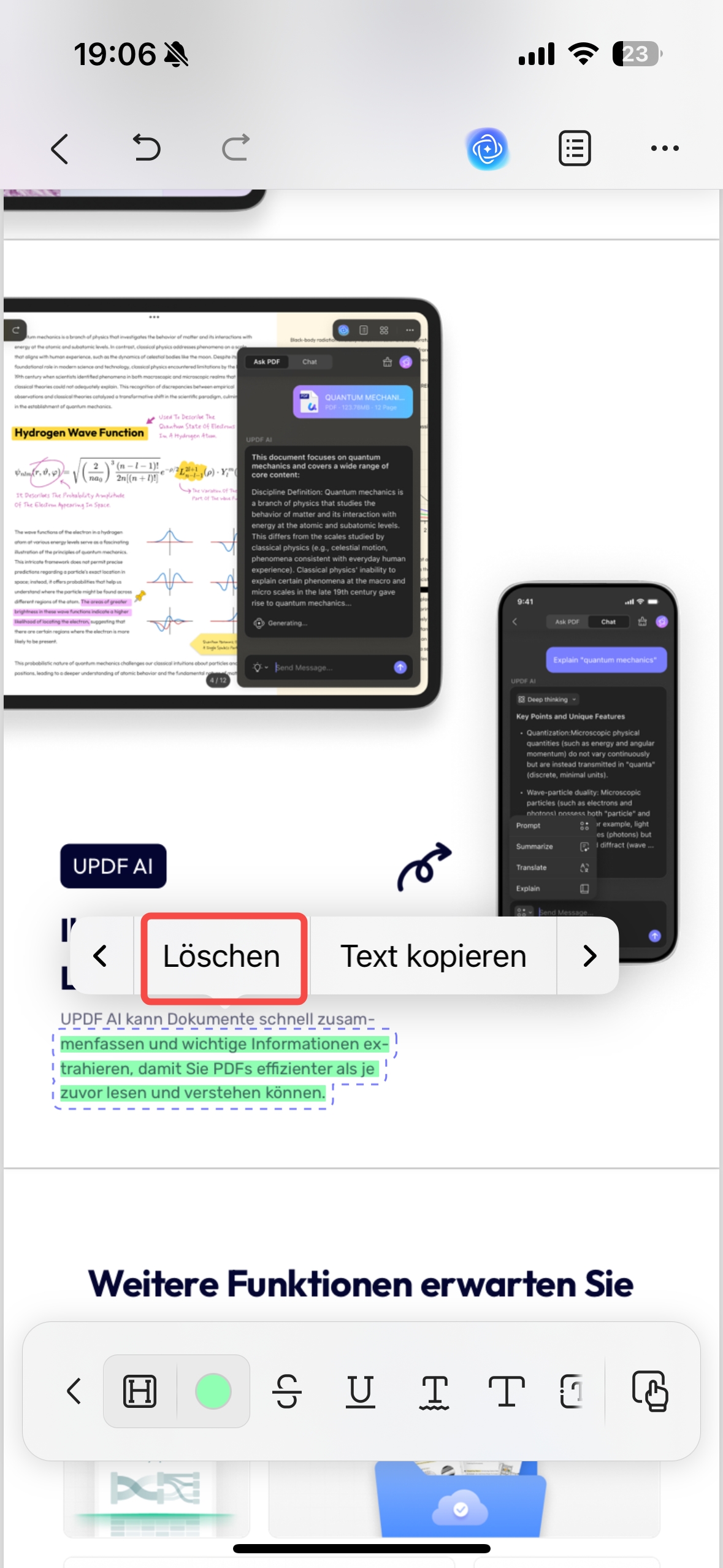 Löschen anklicken