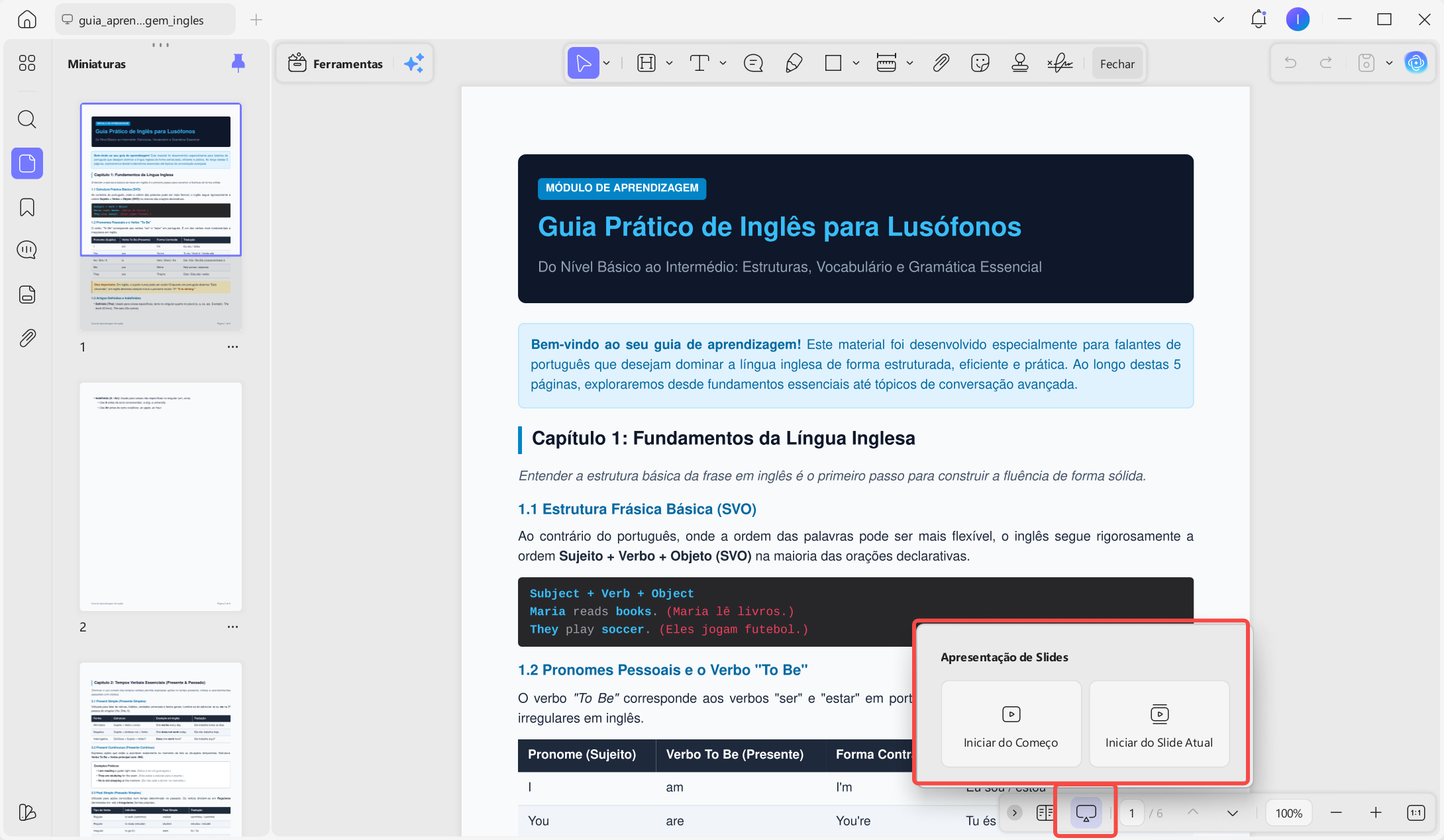apresentar PDF como slides