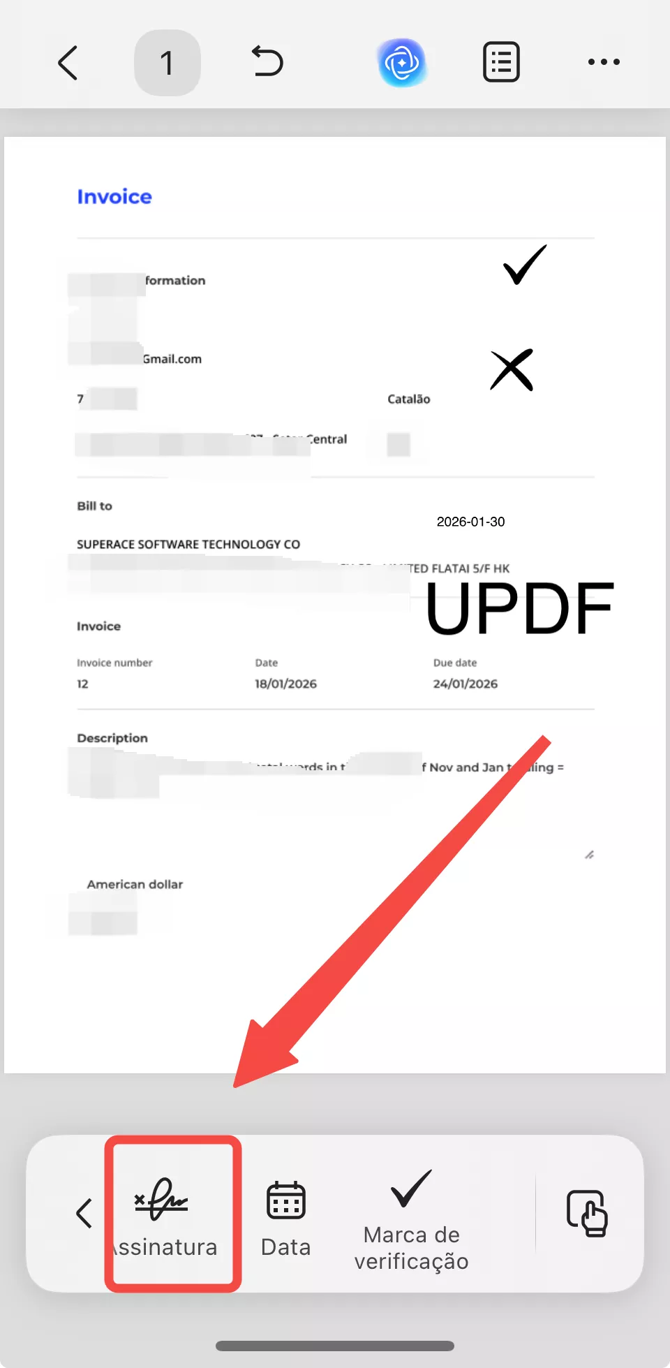 adicionar assinatura