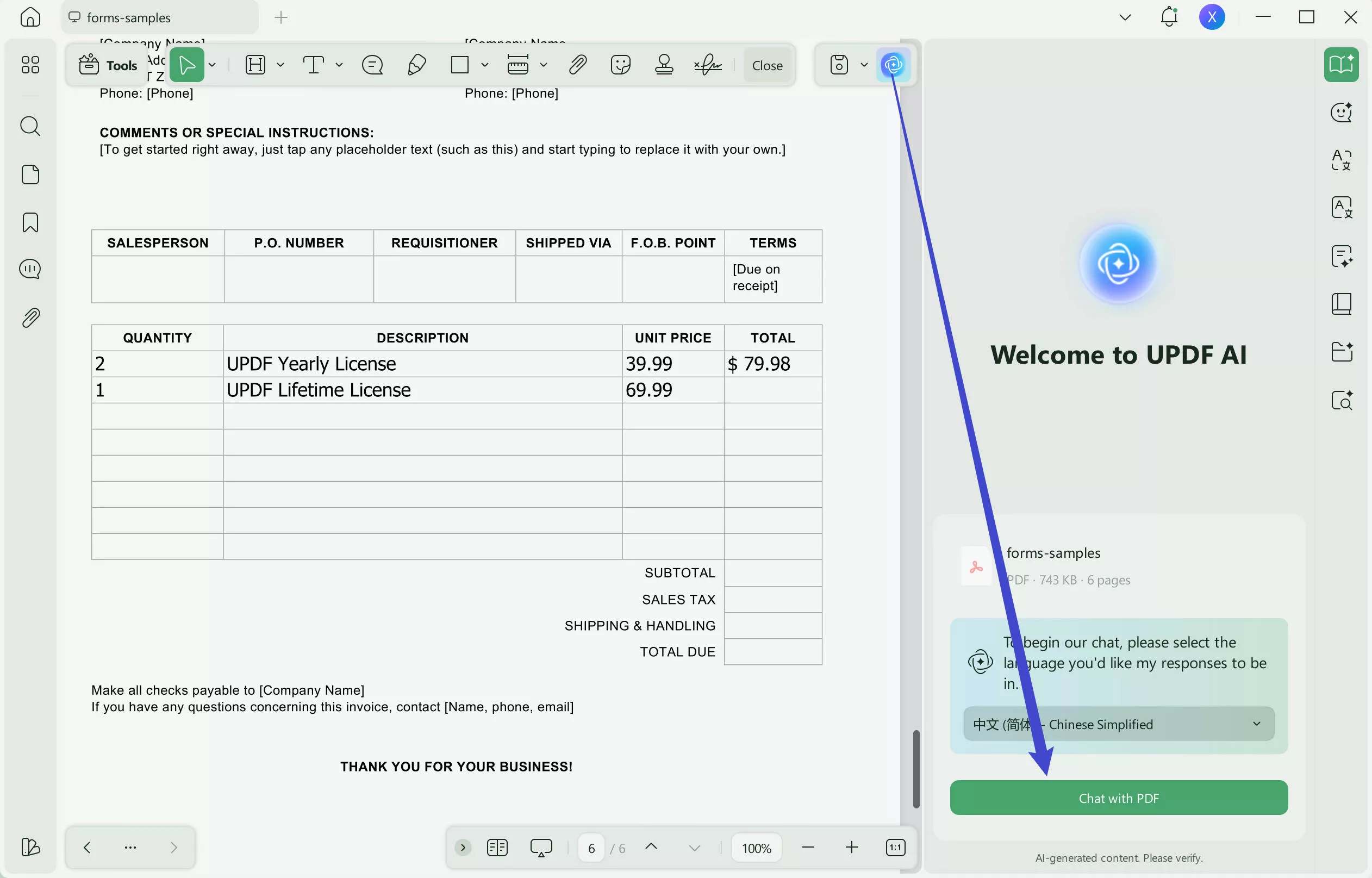 Excel analysis with UPDF AI