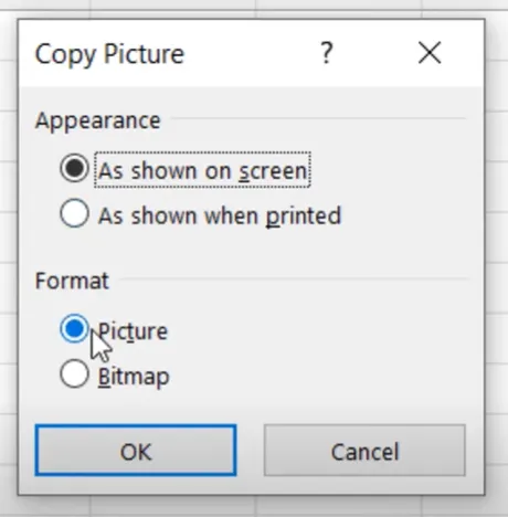 change the pictures as the format in the excel