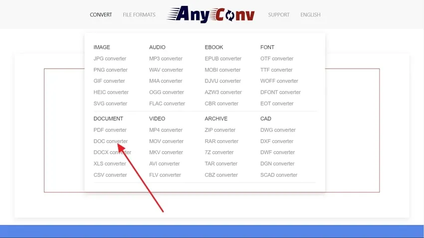 choose the doc converter in anyconv
