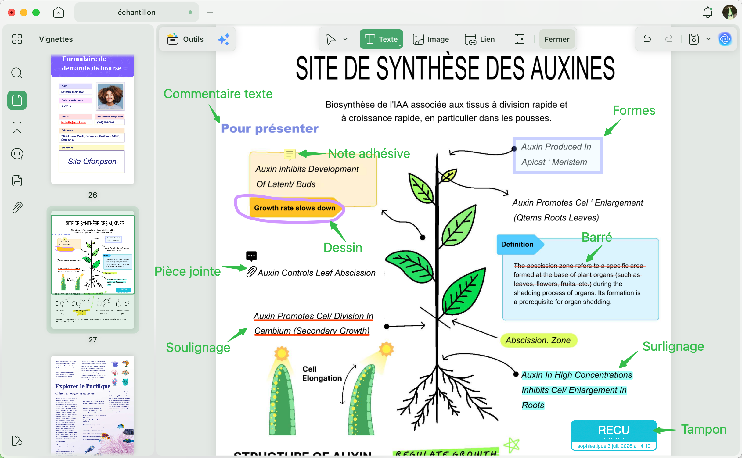 annoter et modifier le texte existant