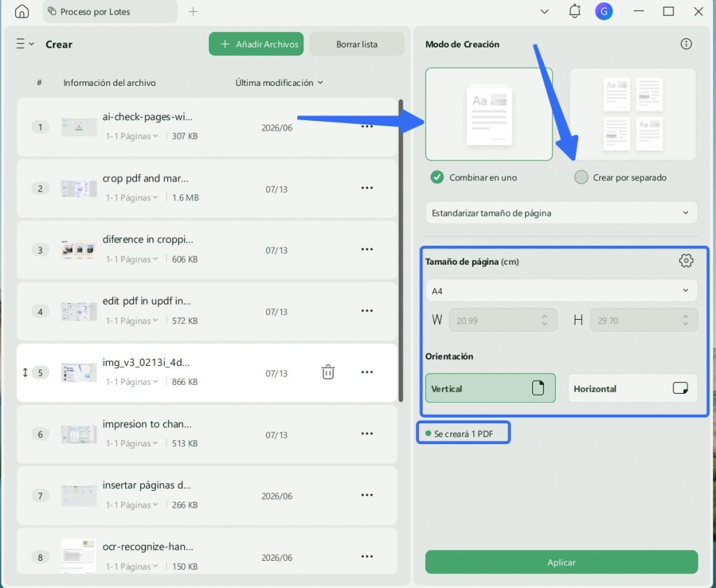  Convertir por lotes varias imágenes en archivos PDF en archivos PDF independientes (o en un solo PDF)