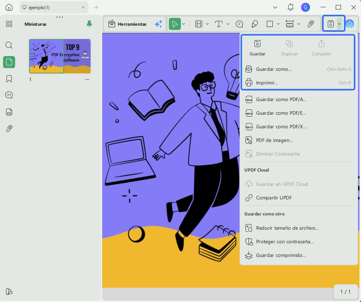 Convertir imagen a PDF En el ordenador guardar
