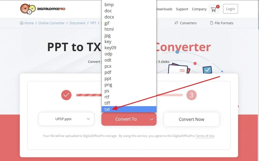 Convert PPT to Text using DigitalOfficePro 