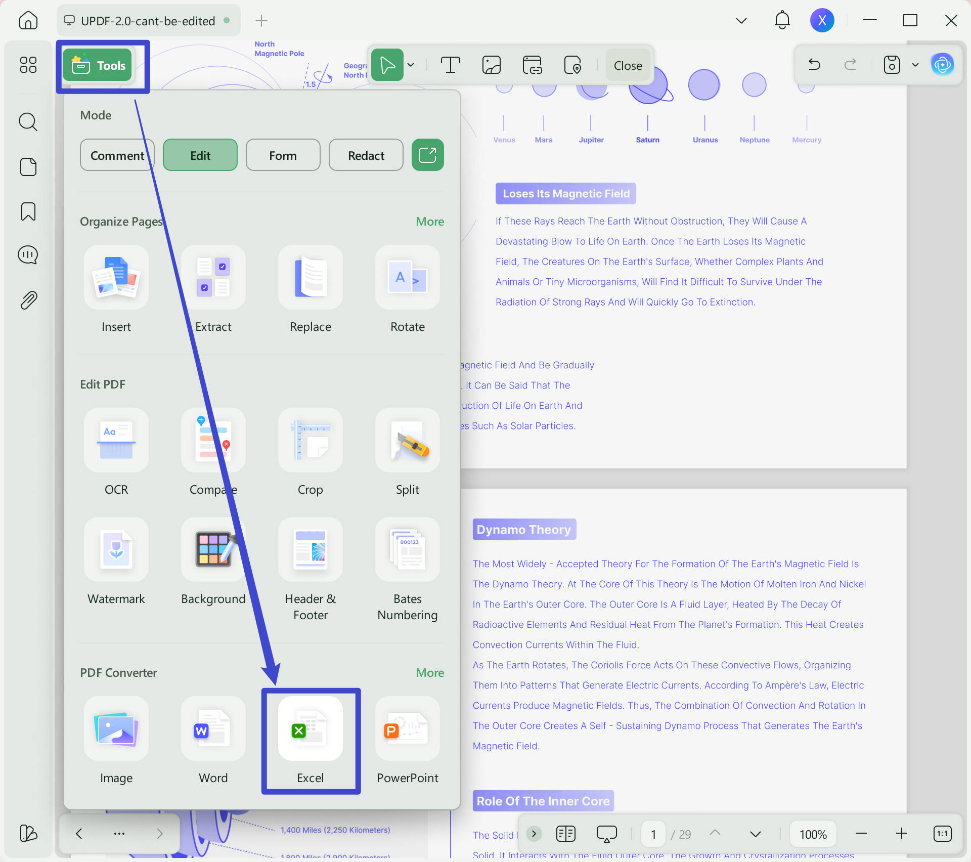 pdf to excel win updf