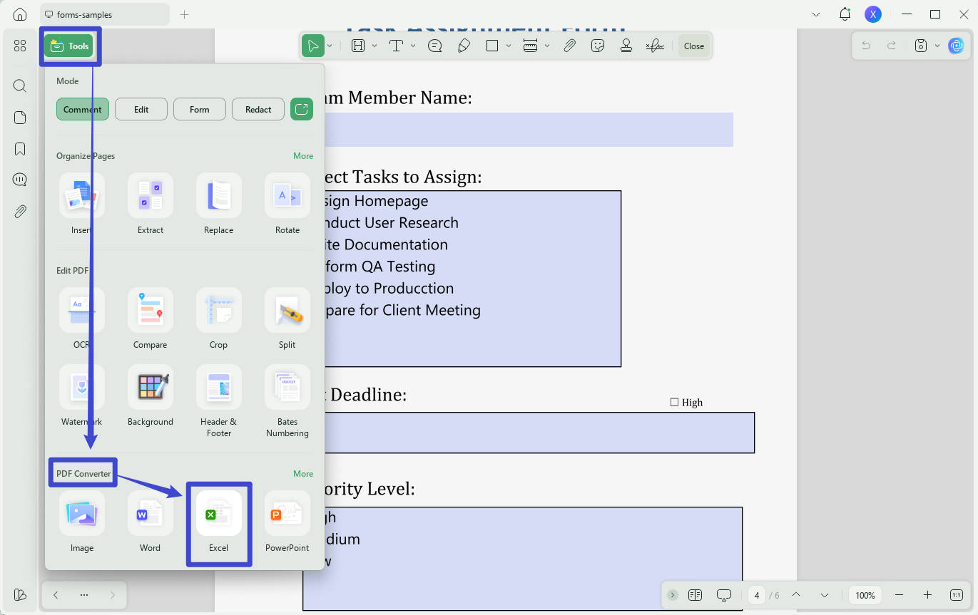 ai pdf to excel export pdf
