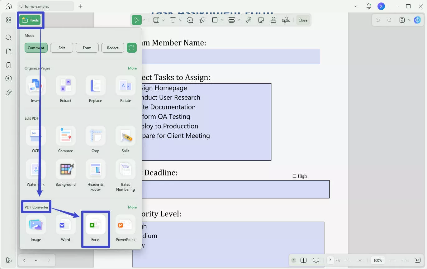 ai pdf to excel export pdf