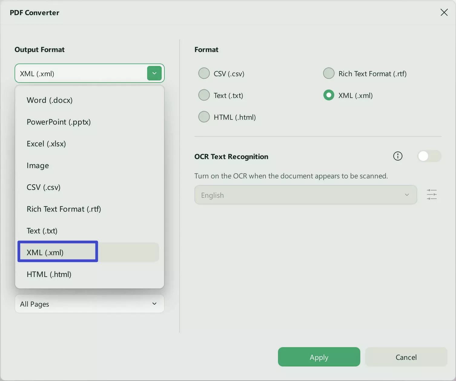 Convert PDF to xml using UPDF