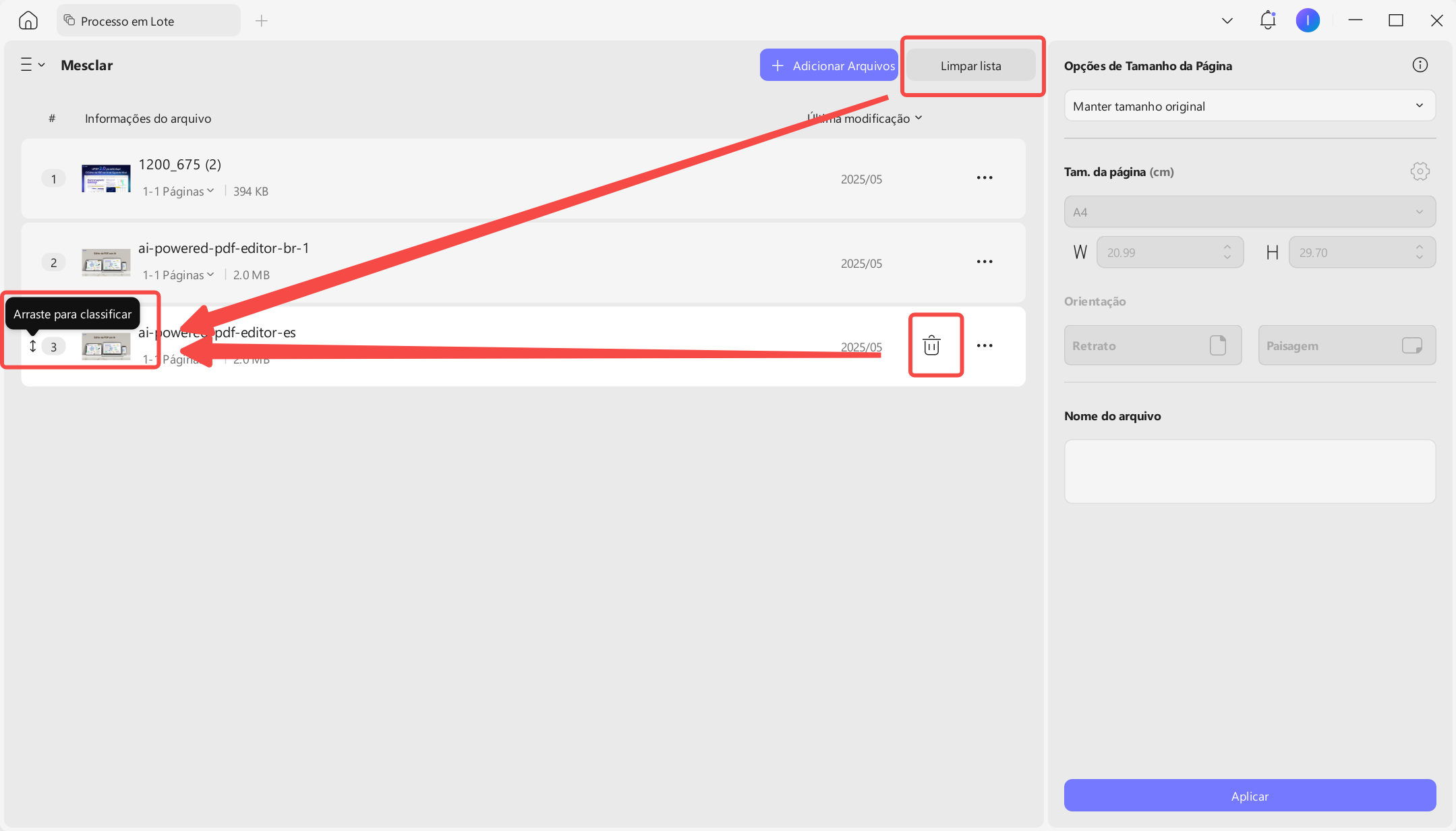 Organizar as imagens e criar o PDF