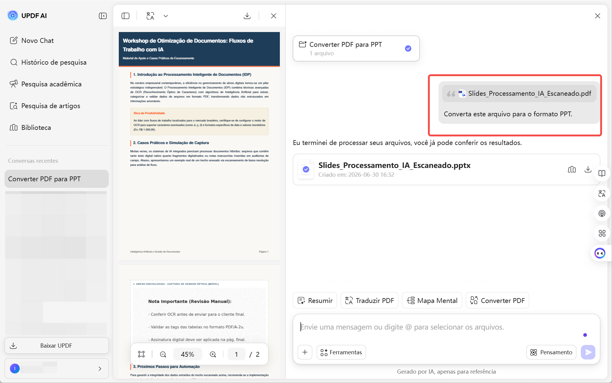 converter pdf para ppt com updf ai online