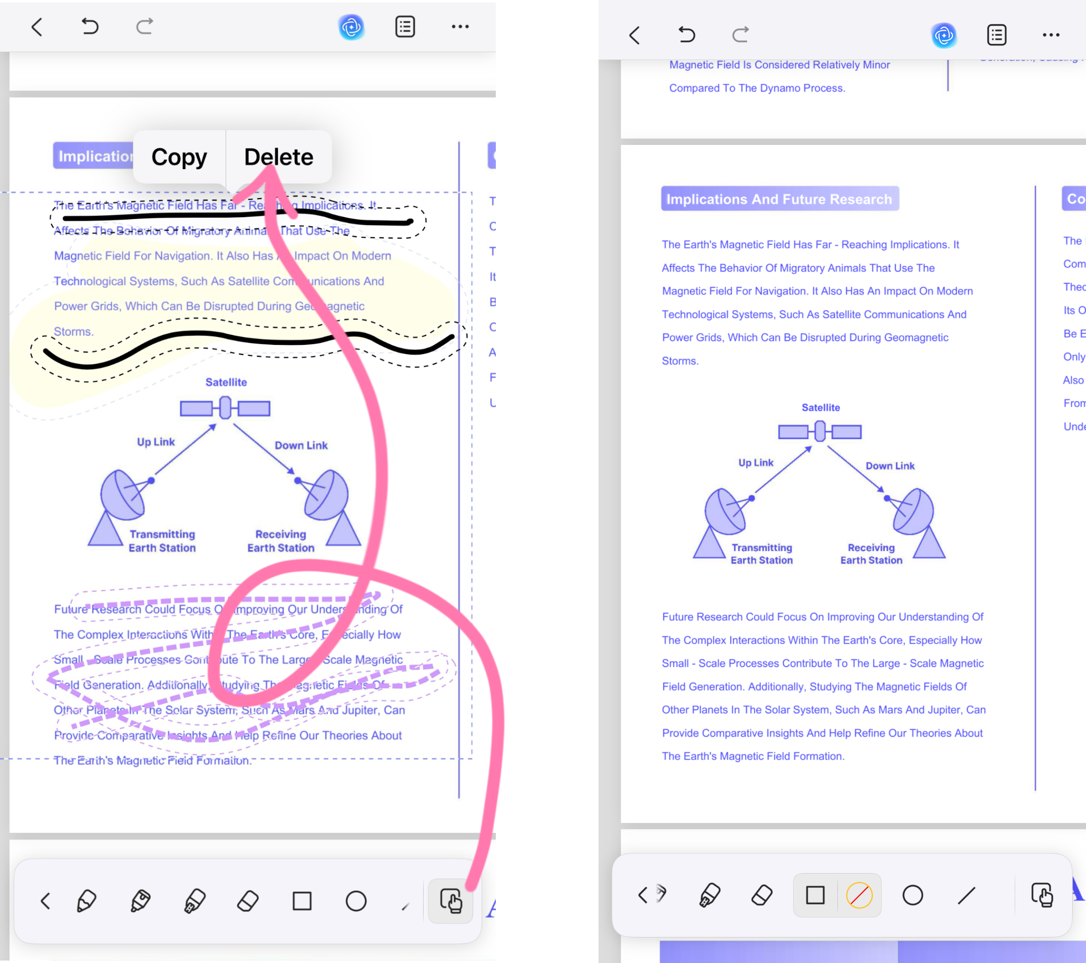 copy or delete markup at once ios