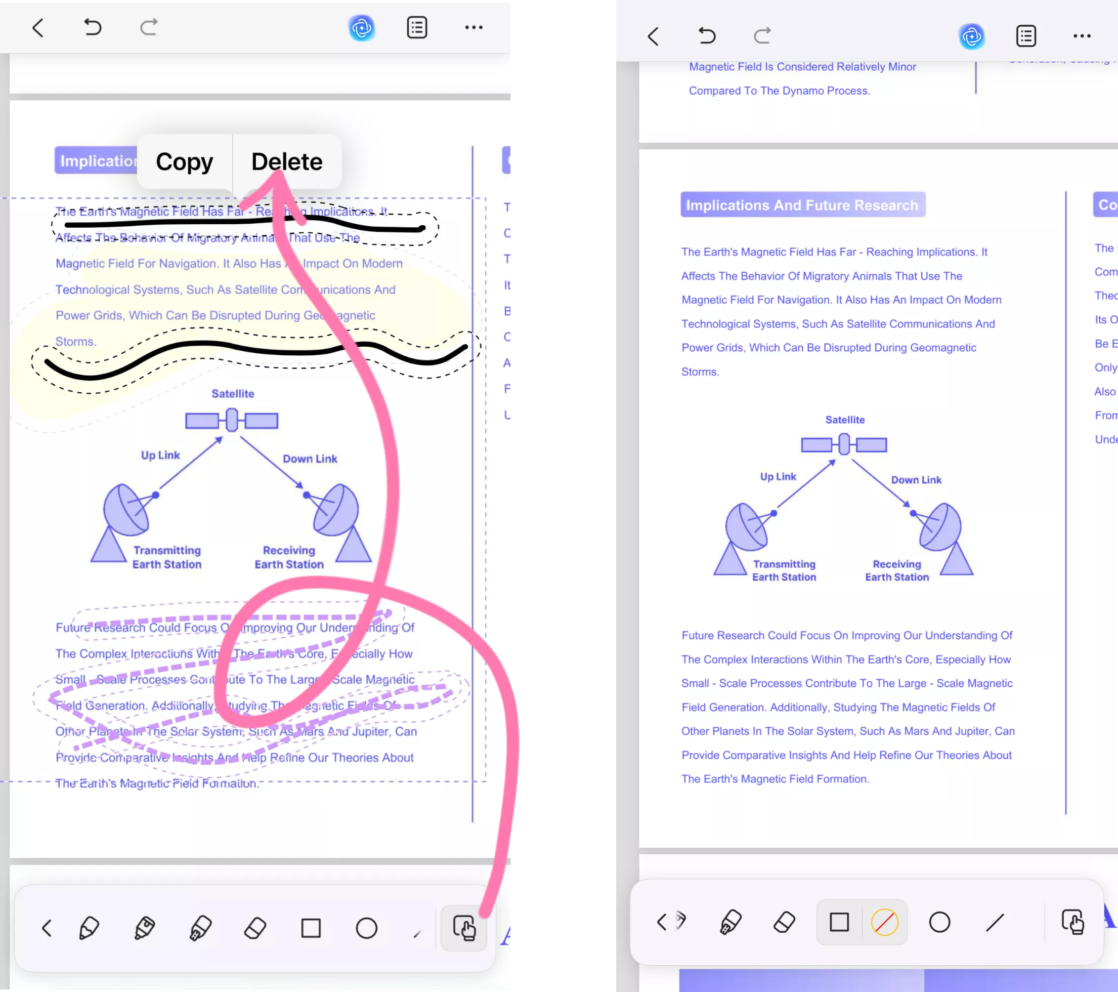 copy or delete markup at once ios