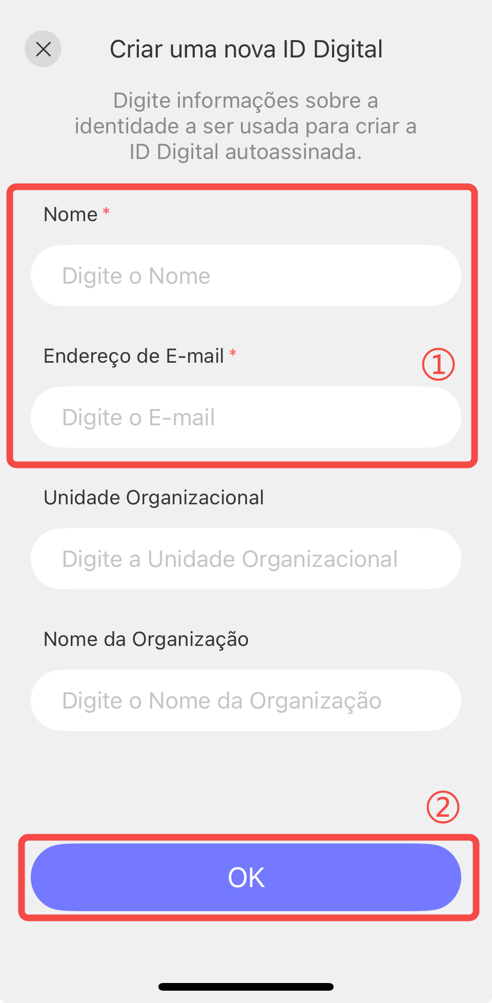 criar uma nova id digital