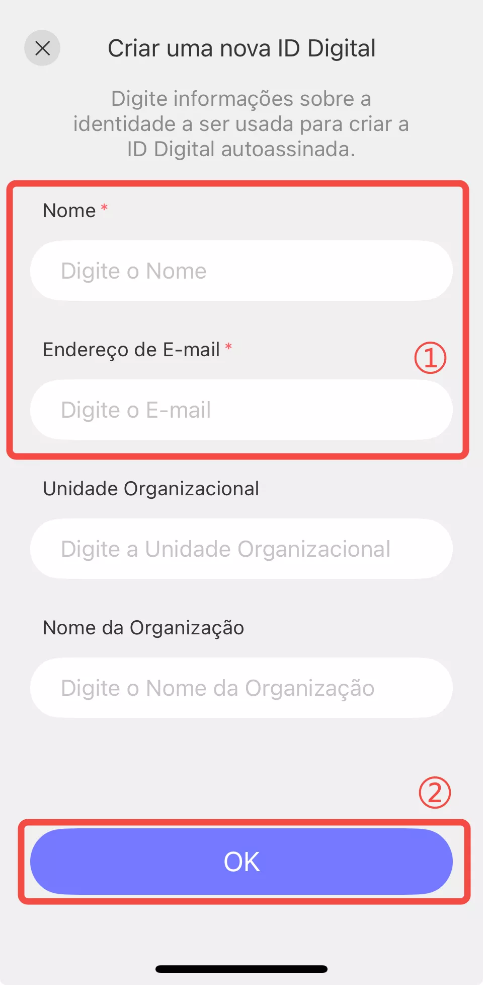 criar uma nova id digital