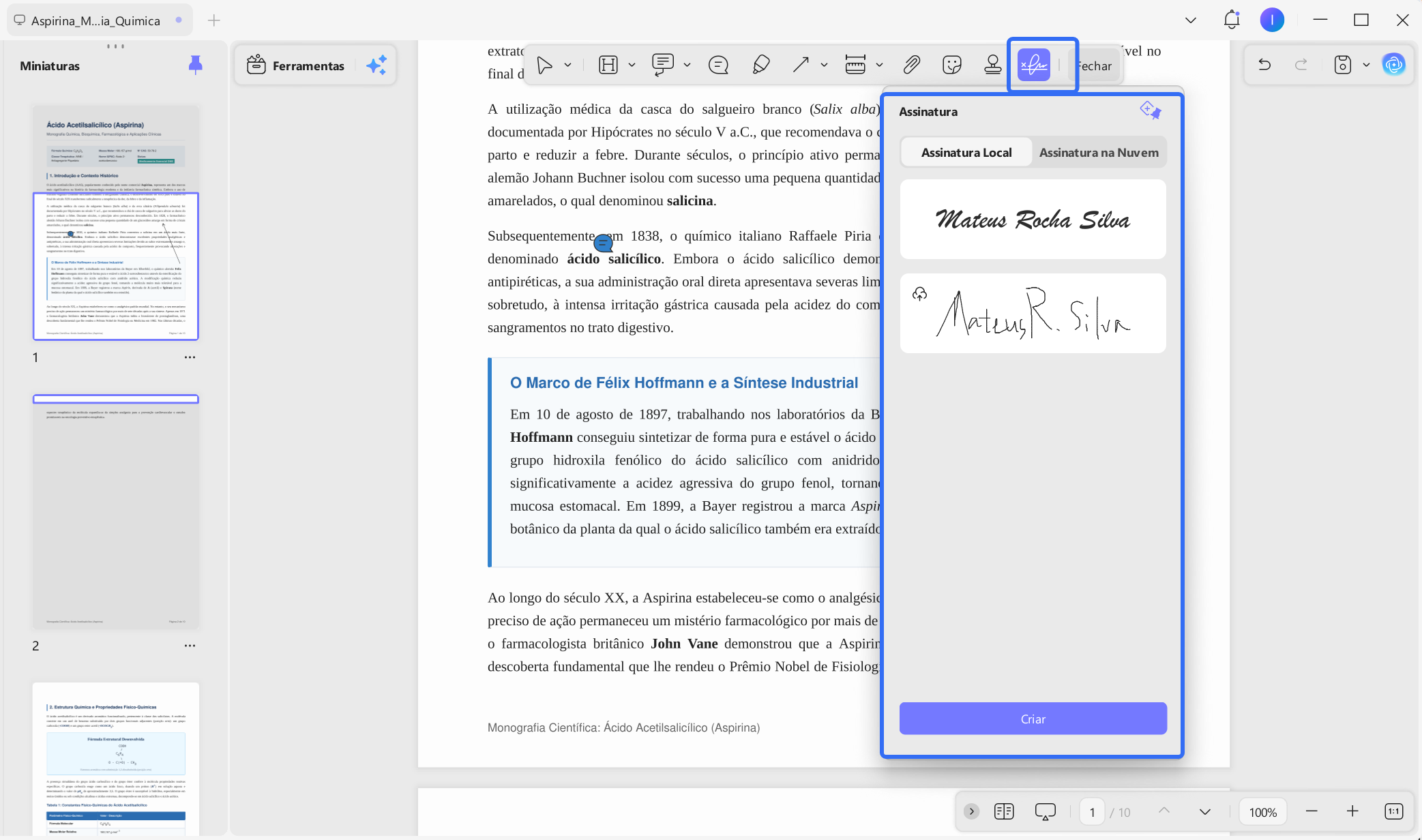 criar assinatura no pdf com updf