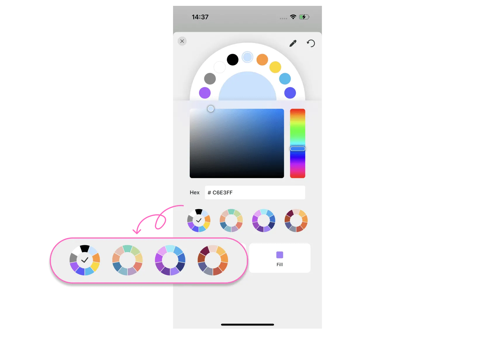 cuadrícula de colores en updf ios