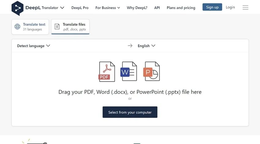 translate pdf to spanish upload the pdf document in deepl