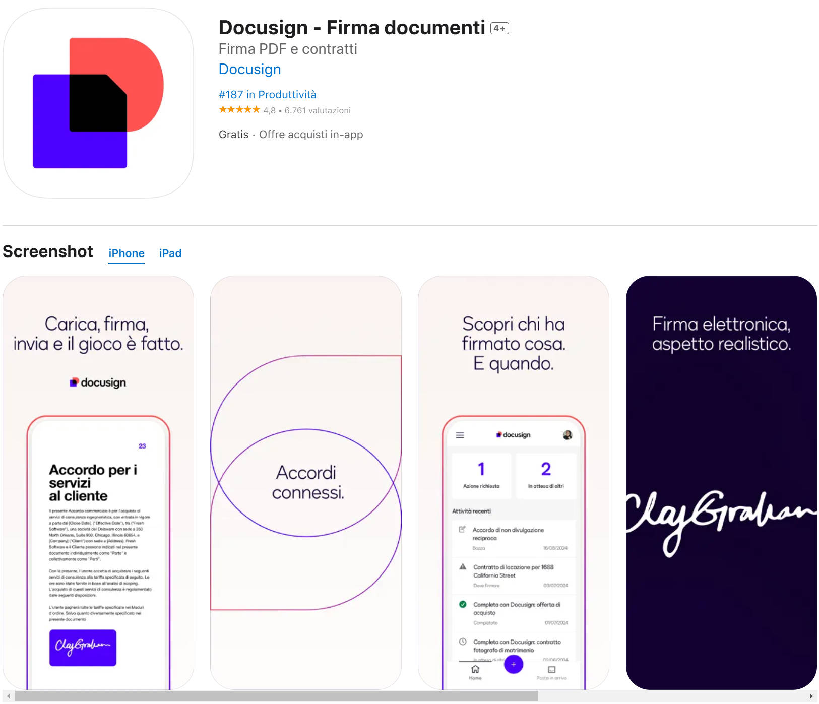 app per firmare PDF: DocuSign