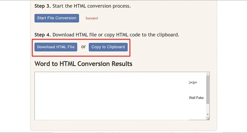 download or copy html in text fixer