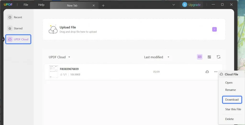 Downlod PDF file from UPDF Cloud