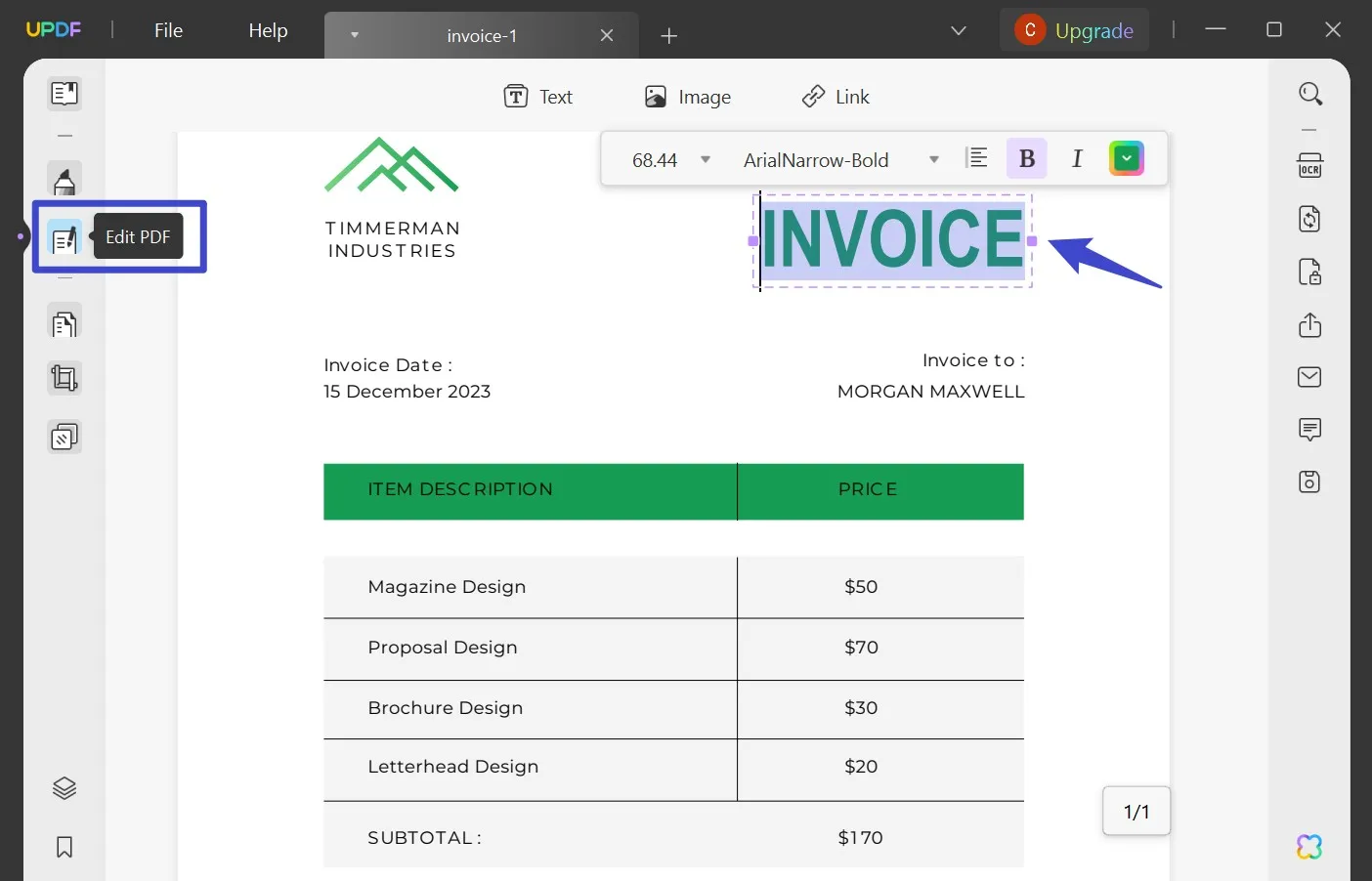 edit invoice