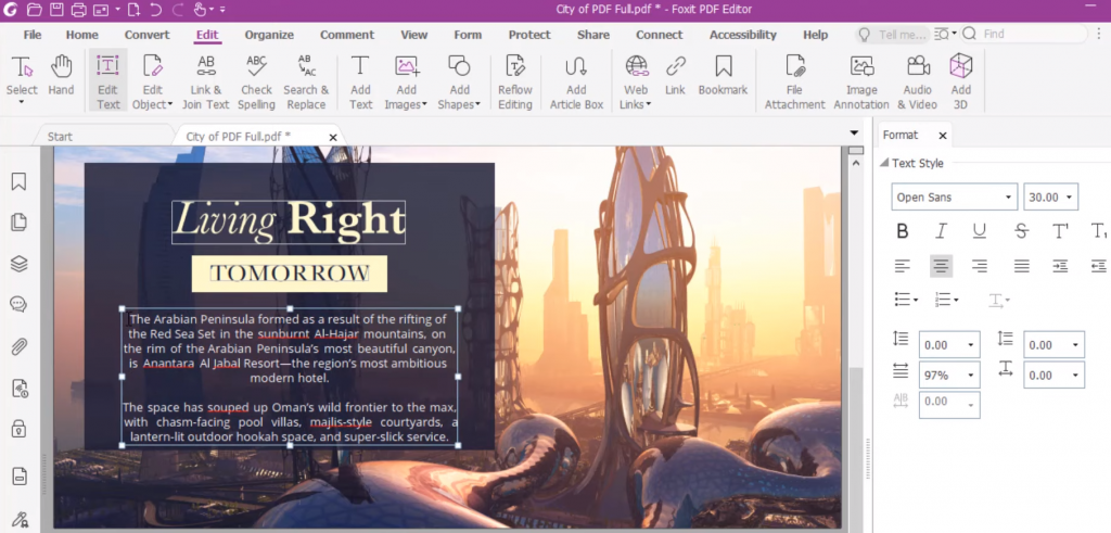 Foxit PDF Editor, app d'aperçu pour Windows