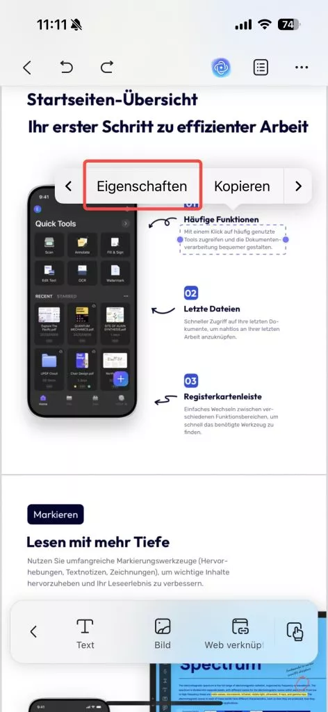 Vorhandenen Text bearbeiten iOS