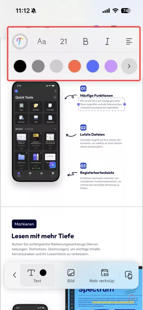 Vorhandenen Text bearbeiten iOS