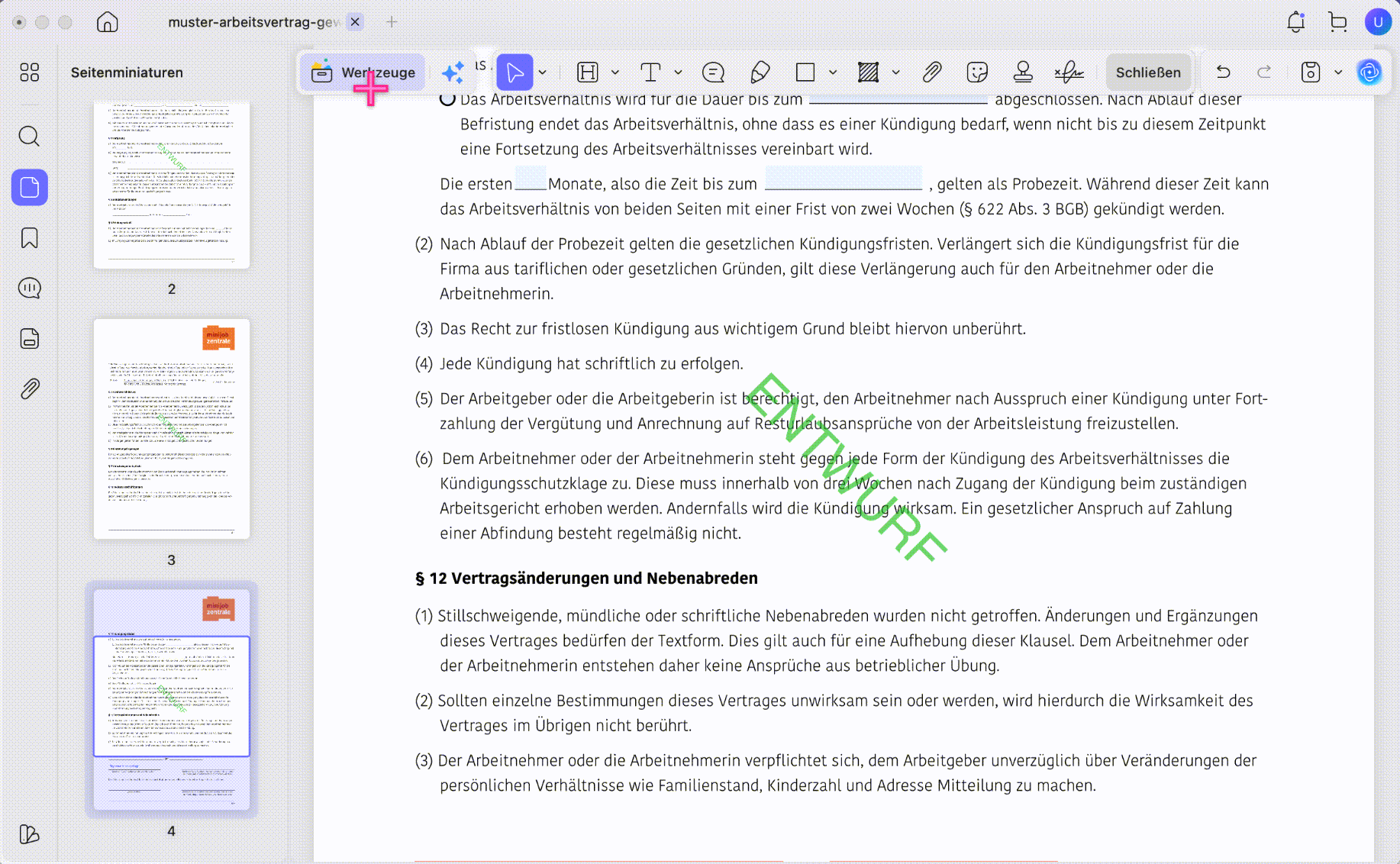 Text im Wasserzeichen bearbeiten