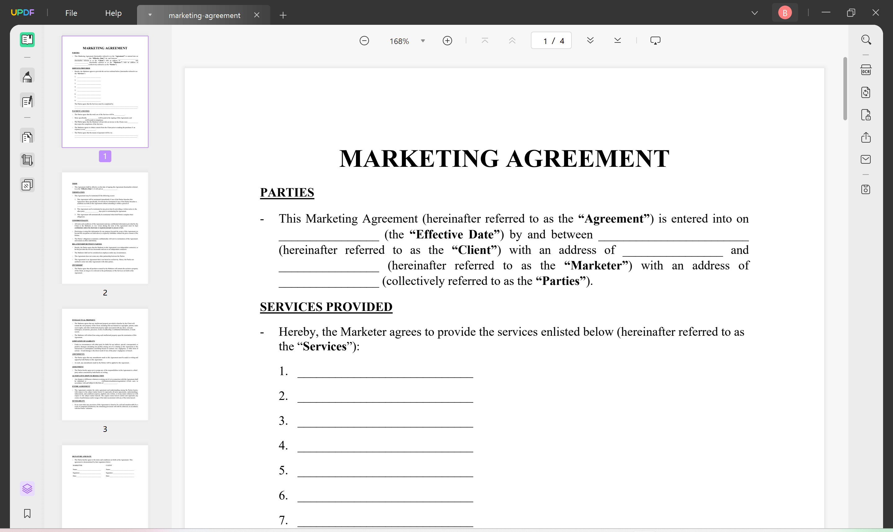 Guide Free Templates for Marketing Contract Download UPDF