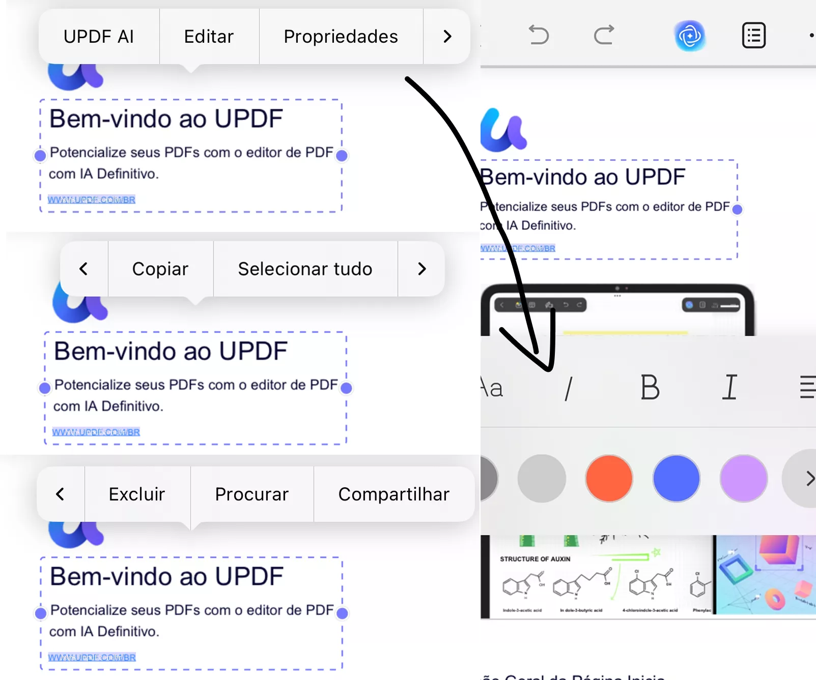 editar texto existente