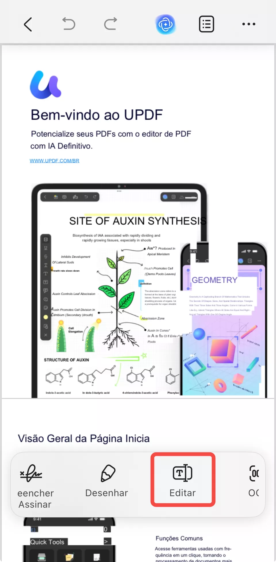 editar textos no updf no iphone
