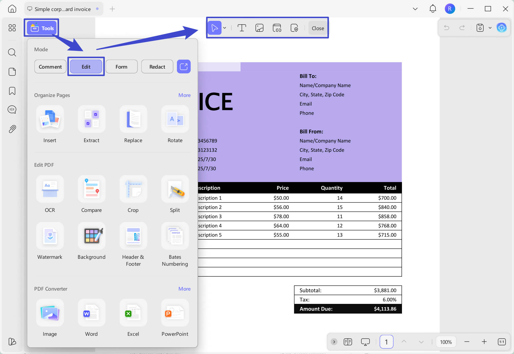 enable edit mode updf windows