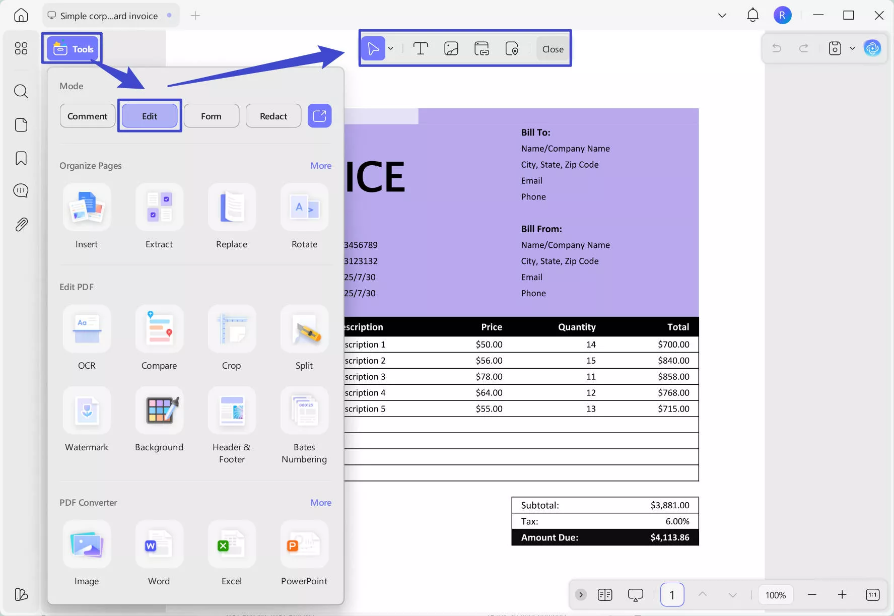 enable edit mode updf windows