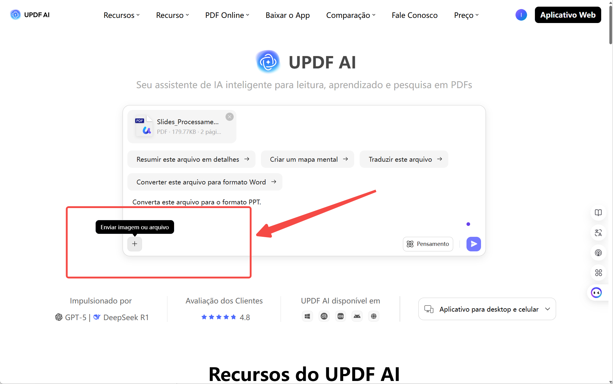 arrastar ou enviar vários arquivos PDF