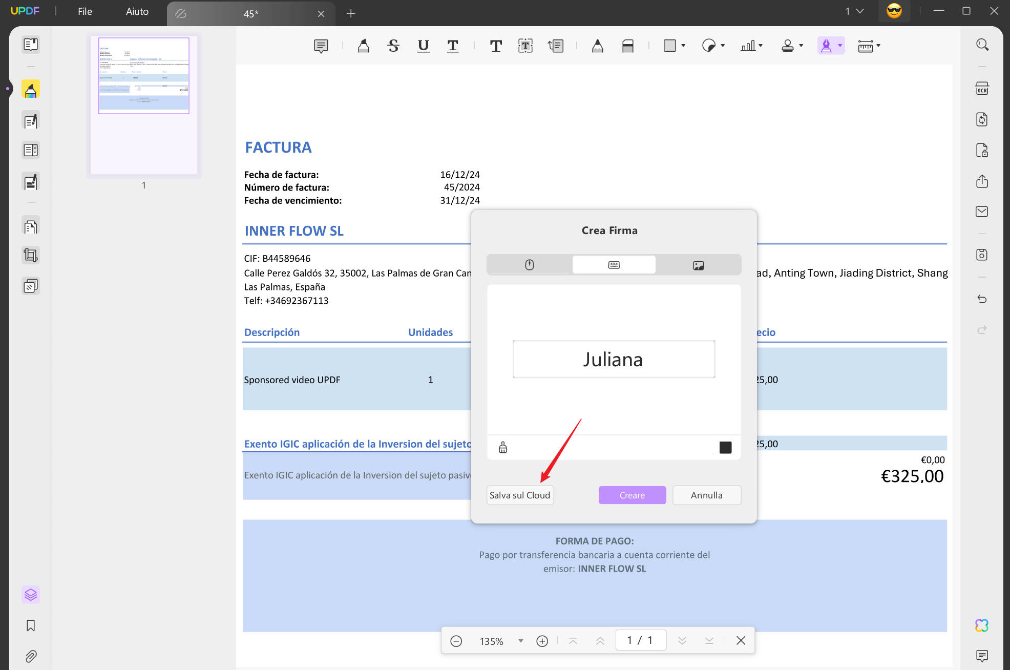 firmare elettronicamente un PDF creando una firma