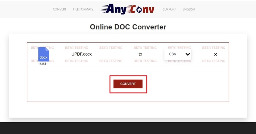 Converti Word in file CSV online