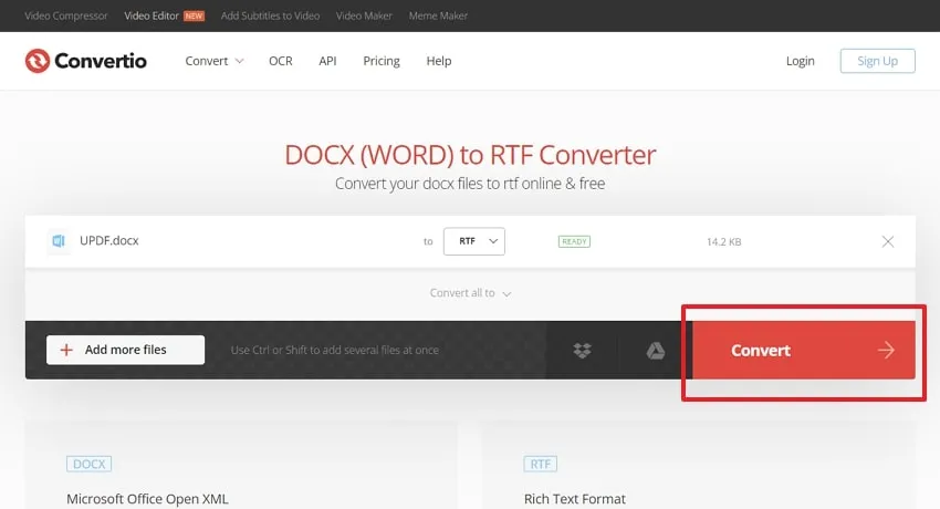 hit the convert button in convertio