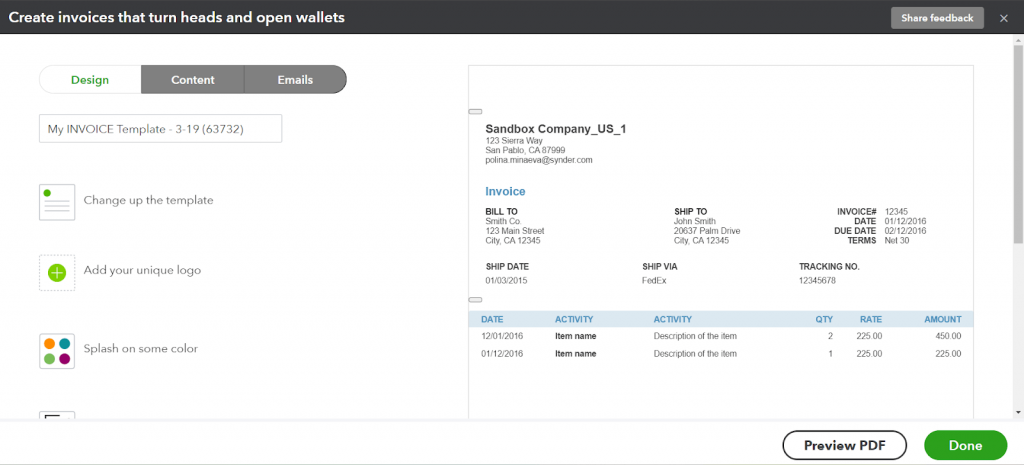 edit invoice in quicken